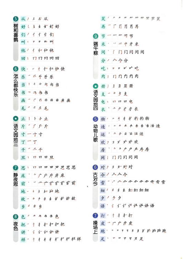 图片[2]-一年级语文下册笔顺+组词知识点汇总-宝库盒教辅资料站