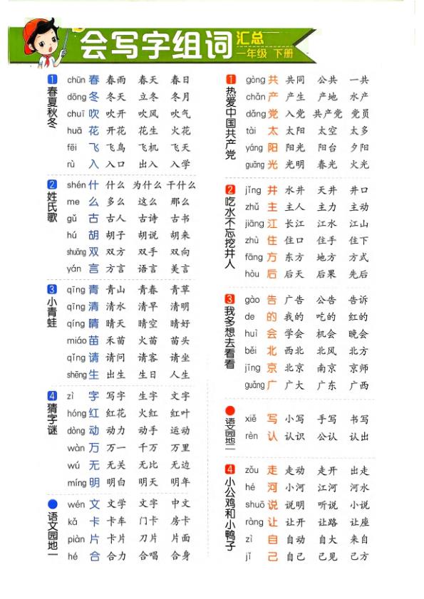 图片[5]-一年级语文下册笔顺+组词知识点汇总-宝库盒教辅资料站