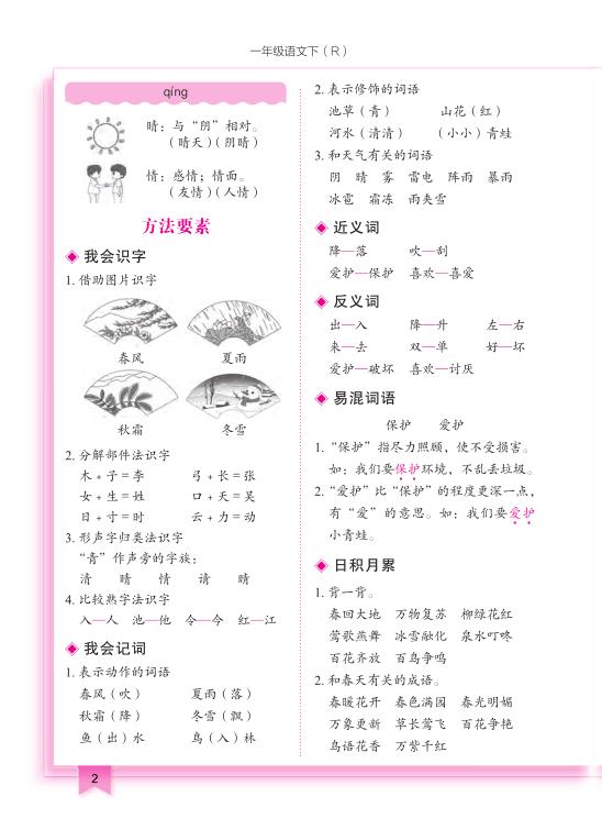 图片[2]-一年级下册语文单元核心知识清单-宝库盒教辅资料站