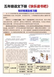 五年级下册语文快乐读书吧知识梳理及练习题-宝库盒教辅资料站
