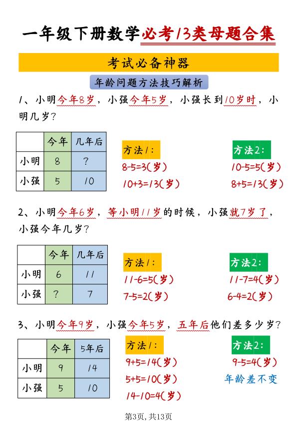 图片[3]-一年级下册数学必考13类母题合集-宝库盒教辅资料站