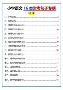 六年级下册语文小学《16类常考句子》专项练习-宝库盒教辅资料站