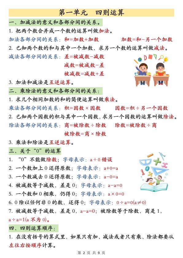图片[2]-26春四年级下册数学必背公式汇总-宝库盒教辅资料站