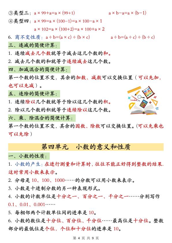 图片[4]-26春四年级下册数学必背公式汇总-宝库盒教辅资料站