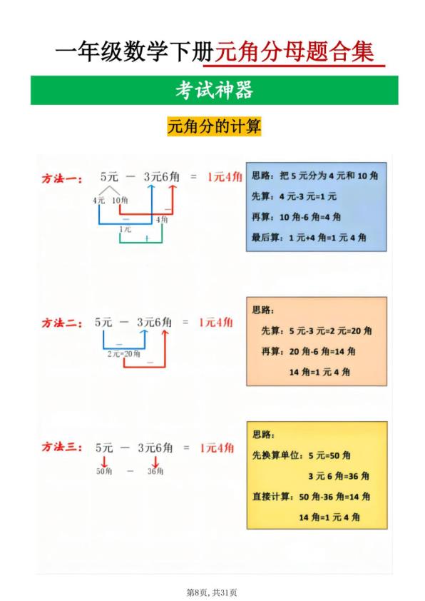 图片[8]-26新一年级下册数学九大母题思维重点专项练习-宝库盒教辅资料站