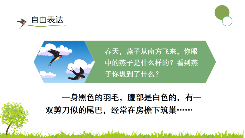 图片[5]-绿色清新风统编版三年级语文下册课件《燕子》PPT模板-宝库盒教辅资料站