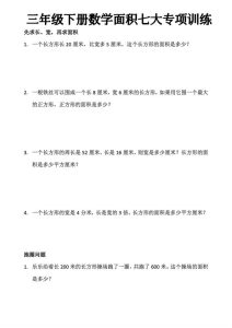 三年级下册数学面积七大专项训练-宝库盒教辅资料站