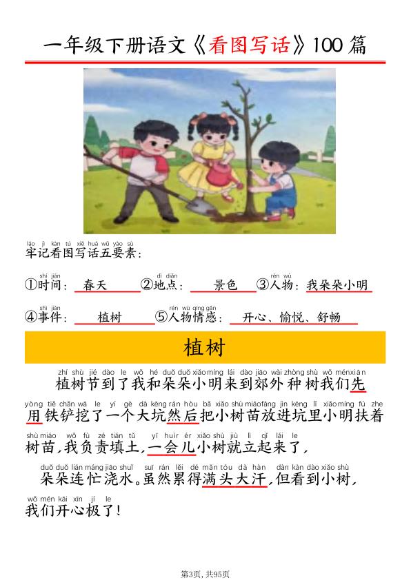 图片[3]-一年级下册语文看图写话五要素训练-宝库盒教辅资料站