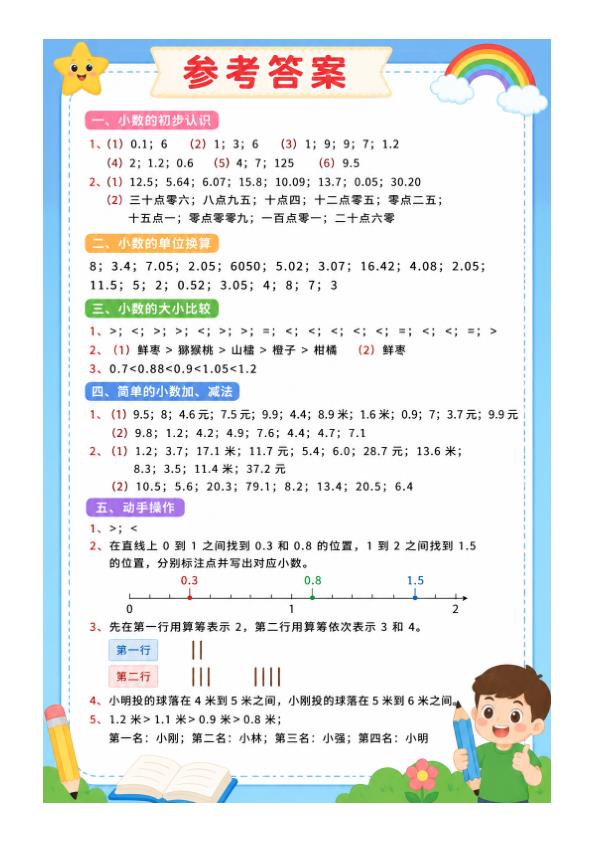 图片[6]-三年级下册数学：小数的初步认识专项提优-宝库盒教辅资料站