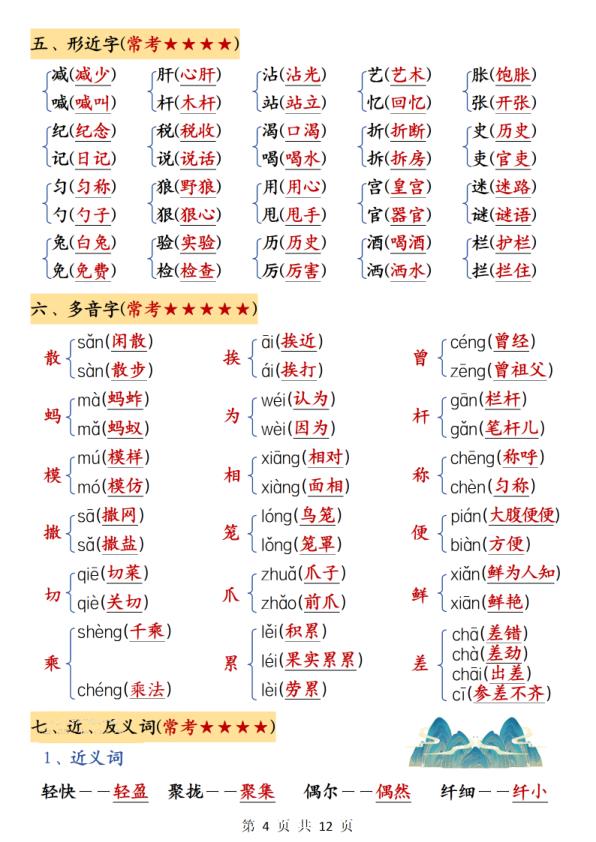 图片[4]-三年级下册语文期中必背知识点汇总12页-宝库盒教辅资料站