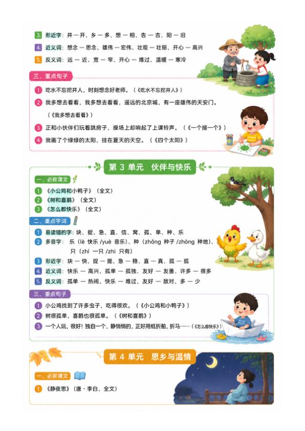 图片[2]-一年级下册语文全册必背核心知识点清单-宝库盒教辅资料站