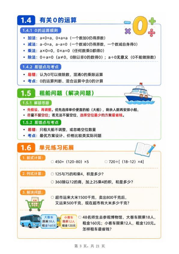 图片[3]-四年级下册数学（人教版）1-8单元知识点汇总-宝库盒教辅资料站
