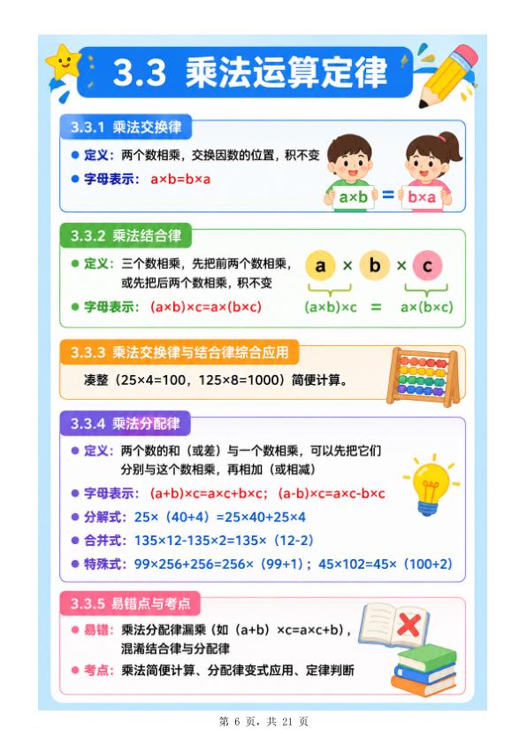图片[6]-四年级下册数学（人教版）1-8单元知识点汇总-宝库盒教辅资料站