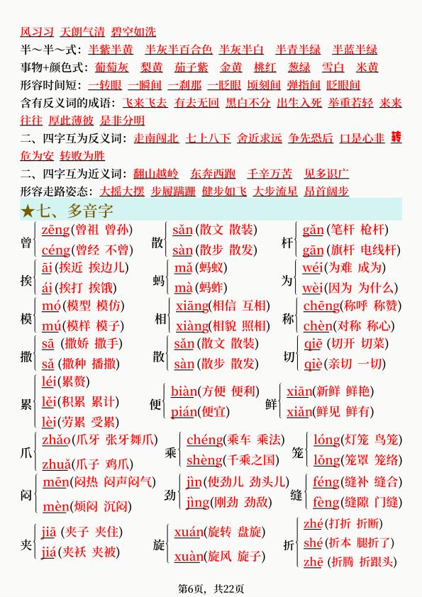 图片[6]-26春三年级下册语文期末复习全册知识点汇总-宝库盒教辅资料站