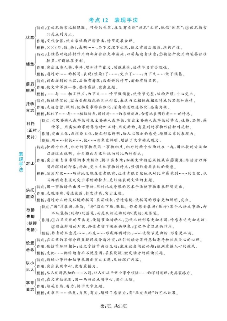 图片[8]-【初中语文】阅读理解*答题模板和应试技巧-宝库盒教辅资料站