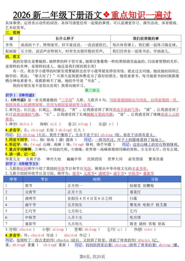图片[6]-二年级下册语文重点知识一遍过-宝库盒教辅资料站