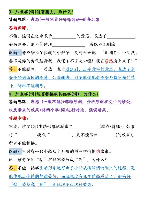图片[2]-3-6年级语文阅读理解16条常考题型和答题技巧总结-宝库盒教辅资料站