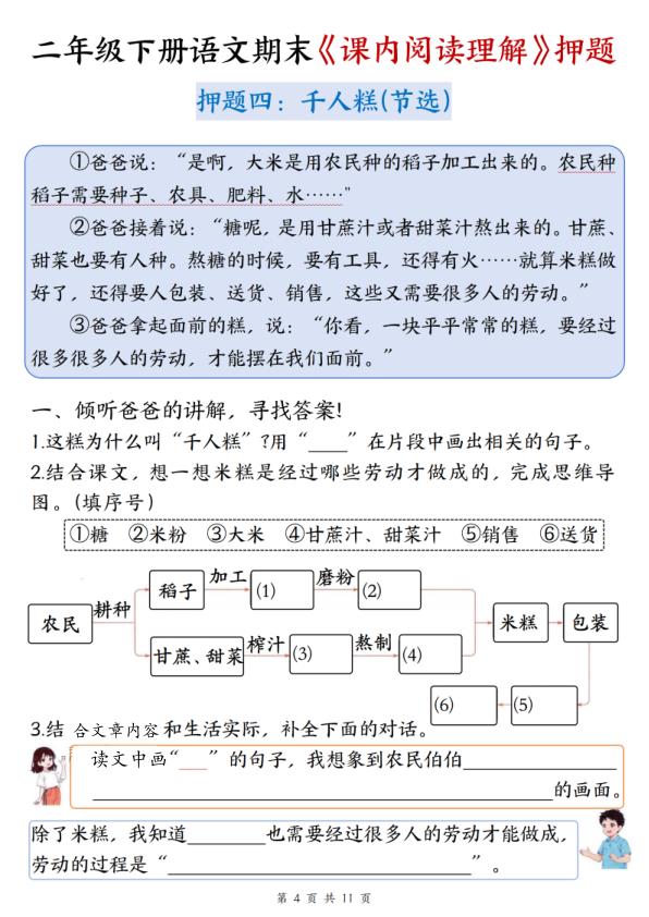图片[4]-二年级下册语文期末课内阅读理解押题-宝库盒教辅资料站