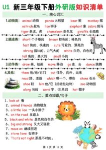 三年级下册英语外研版三起Unit1-6知识清单-宝库盒教辅资料站