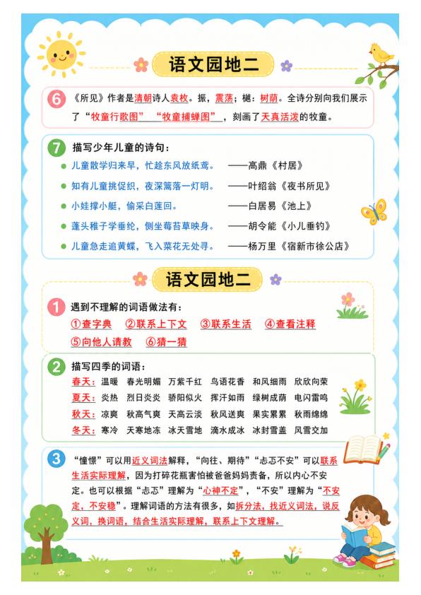 图片[2]-三年级上册语文语文园地考点梳理-宝库盒教辅资料站