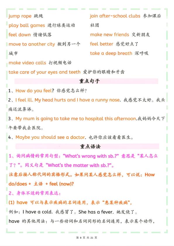 图片[8]-26秋新人教PEP版六年级上册英语知识点总结-宝库盒教辅资料站