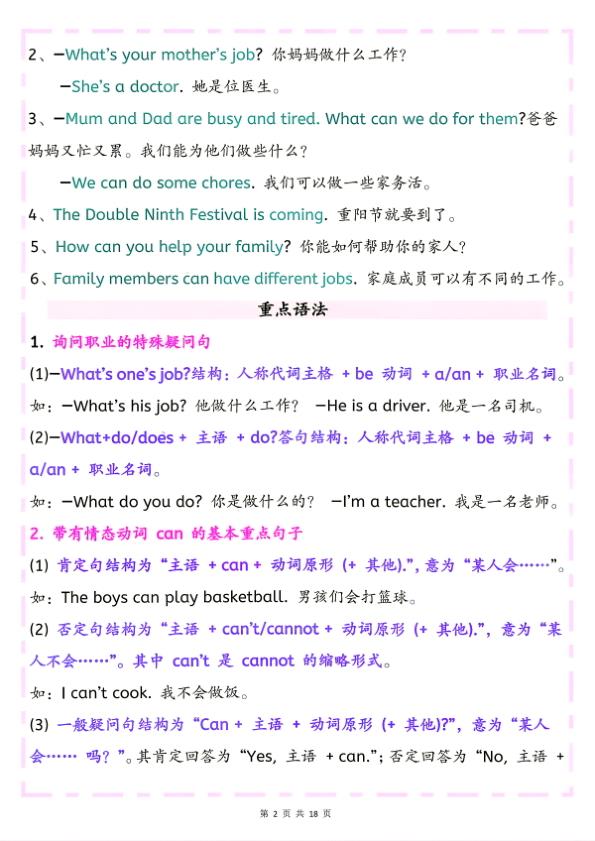 图片[2]-26秋新人教PEP版四上英语知识点总结-宝库盒教辅资料站