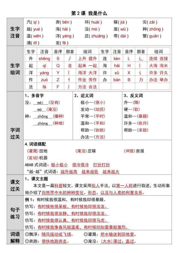 图片[3]-26新二年级上册语文课前预习单每课一练（含答案36页）-宝库盒教辅资料站