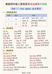 新版四年级上册英语考点记读单【外研版】-宝库盒教辅资料站