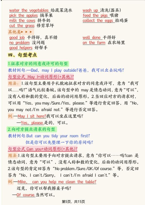 图片[5]-新版四年级上册英语考点记读单【外研版】-宝库盒教辅资料站