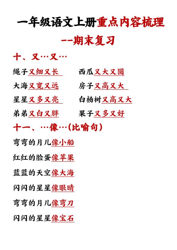 图片[8]-一年级上册语文重点预习内容梳理-宝库盒教辅资料站