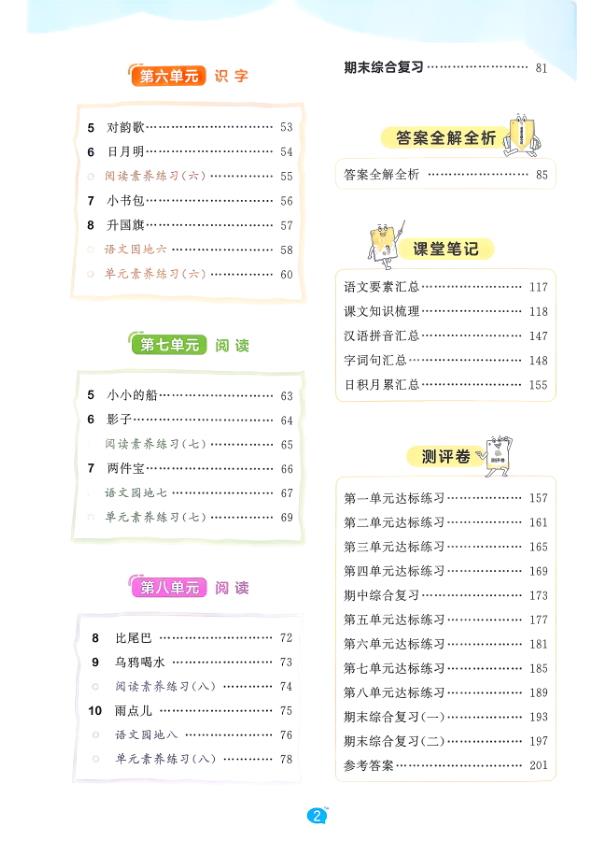 图片[5]-一年级上册（语文） 53天天练+测评卷+课堂笔记【电子版 可打印 含答案】（人教版）2026秋-宝库盒教辅资料站