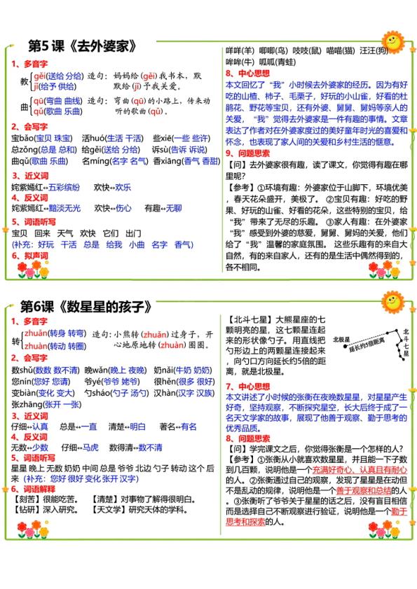 图片[6]-26秋语文二年级上册彩色课课贴-宝库盒教辅资料站