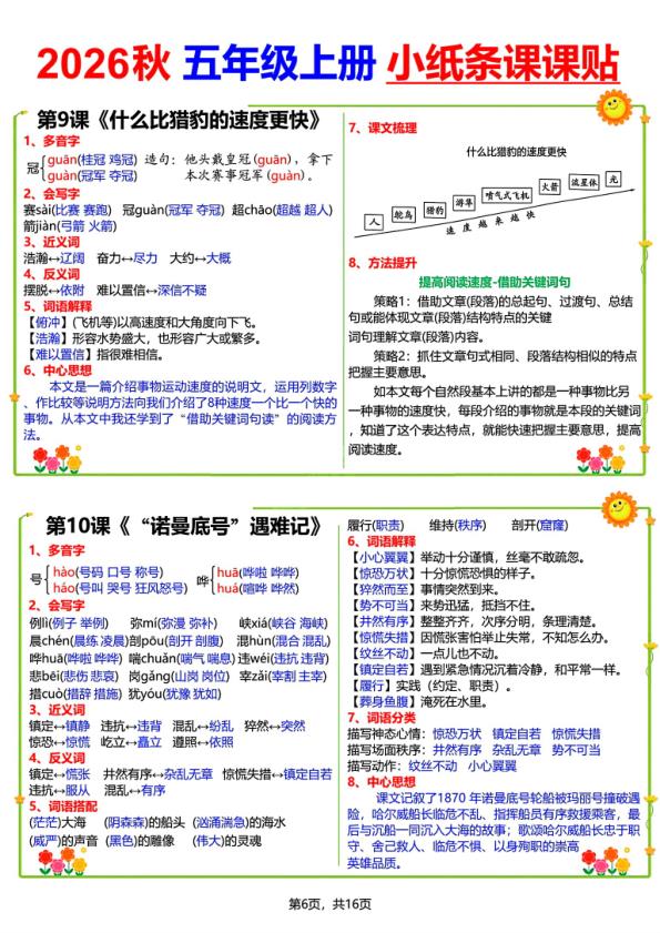 图片[6]-26秋语文五年级上册彩色课课贴-宝库盒教辅资料站