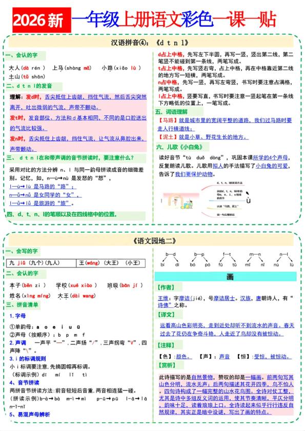 图片[5]-26秋语文一年级上册彩色课课贴-宝库盒教辅资料站