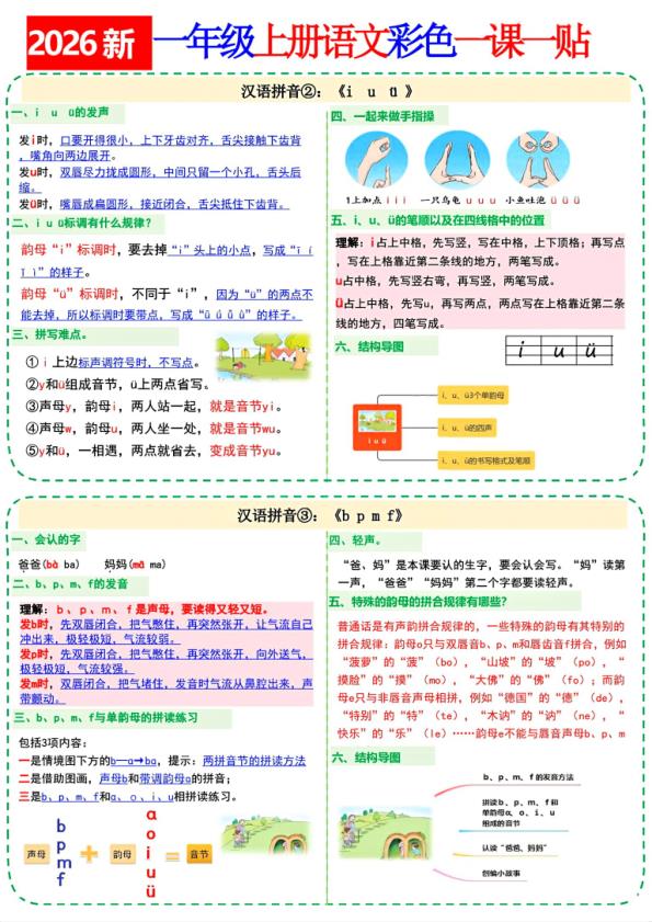 图片[4]-26秋语文一年级上册彩色课课贴-宝库盒教辅资料站