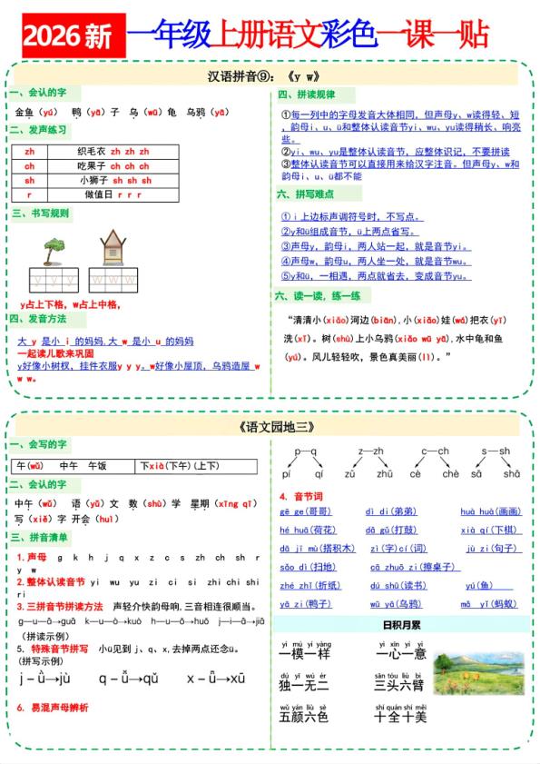 图片[8]-26秋语文一年级上册彩色课课贴-宝库盒教辅资料站