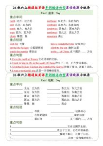 26秋六年级上册英语晨读晚默小纸条《人教精通版》-宝库盒教辅资料站