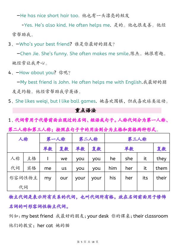 图片[5]-26新四年级上册英语必备知识点总结人教PEP-宝库盒教辅资料站