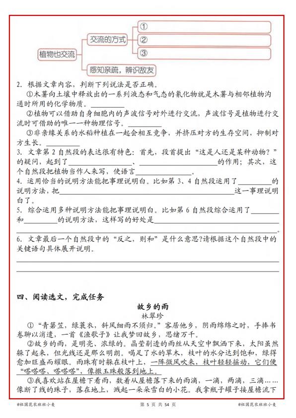 图片[5]-2026新五升六语文暑假阅读理解每日一练-宝库盒教辅资料站