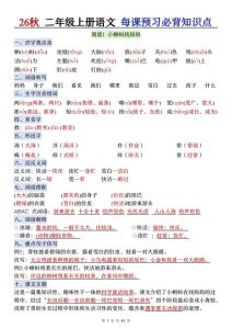 26秋二年级语文上册《每课必背知识点晨读》-宝库盒教辅资料站