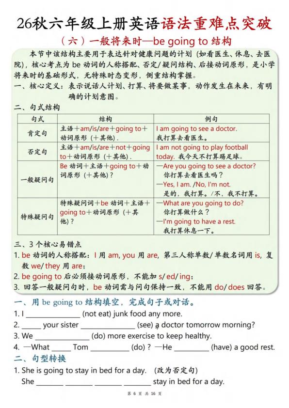 图片[6]-26秋六年级上册英语语法重难点突破-宝库盒教辅资料站