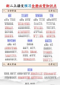 二年级上册语文暑假预习全册必背知识点-宝库盒教辅资料站