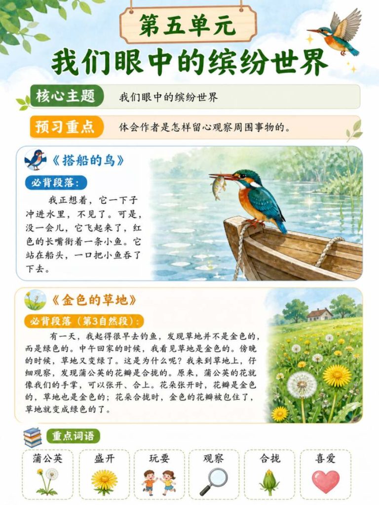 图片[5]-2026秋三年级上册语文课文预习必背内容-宝库盒教辅资料站