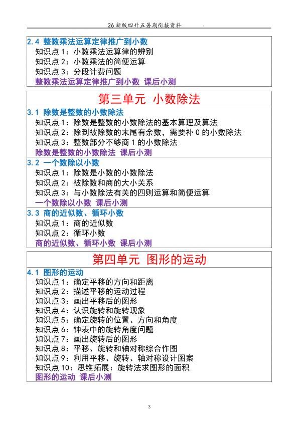 图片[3]-26新人教版四升五数学暑期衔接讲义 （例题 训练 小测）练习-宝库盒教辅资料站