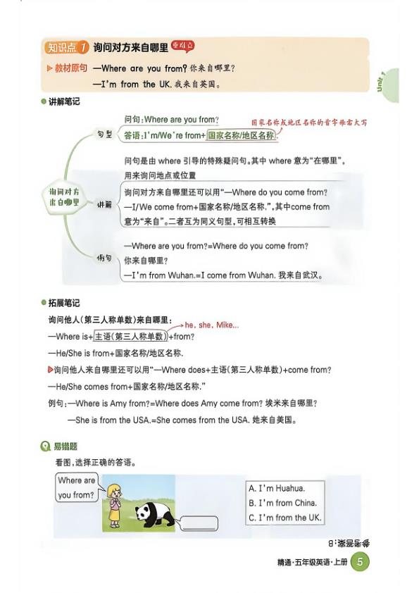 图片[3]-人教精通版五年级上册英语课堂笔记-宝库盒教辅资料站