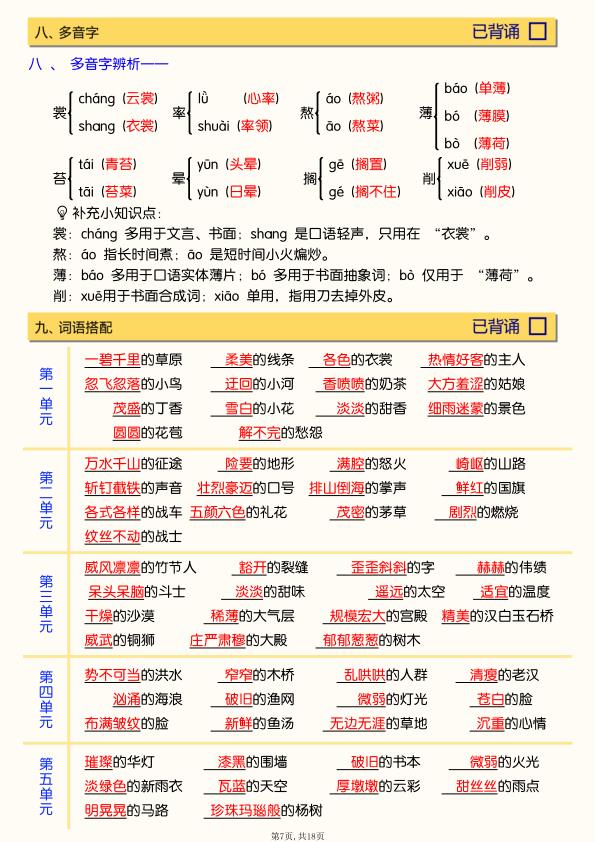 图片[7]-六年级上册语文暑假预习全册知识点梳理-宝库盒教辅资料站