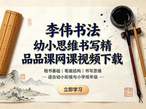 李伟书法幼小思维书写精品课网课视频-宝库盒教辅资料站