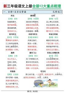 26秋三年级上册语文《全册12大重点梳理》-宝库盒教辅资料站