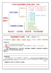 四年级上册语文阅读答题技巧训练小纸条-宝库盒教辅资料站