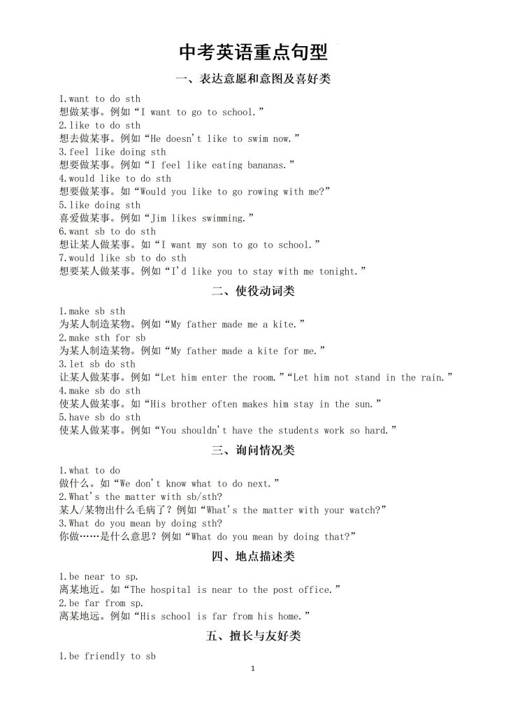 图片[1]-2027年中考英语重点句型讲解（共二十四类100个）-宝库盒教辅资料站